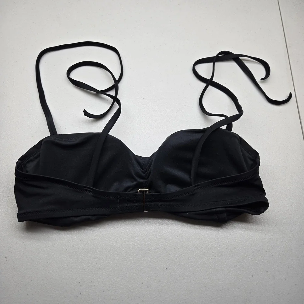Victoria's‎ Secret Women Swimwear XL Black Bandeau Wireless Spaghetti Tie Straps